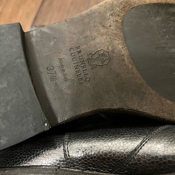 Brunello Cucinelli Metallic Black Leather Boots - Picture 6 of 9